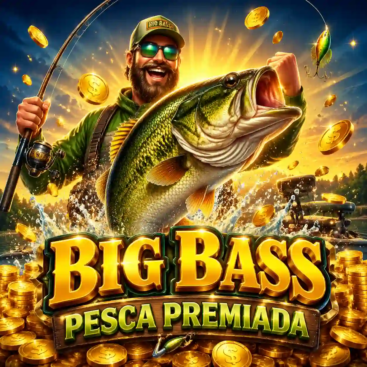 Tela do slot Big Bass Bonanza com tema de pesca